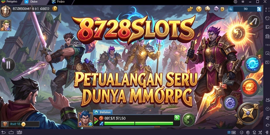 Screenshot menunjukkan aksi seru di dunia MMORPG 8728SLOTS.