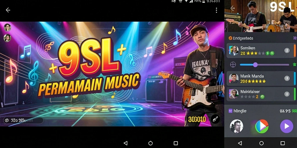 Tampilan gameplay 9SL yang mengasyikkan dengan musik yang beragam.