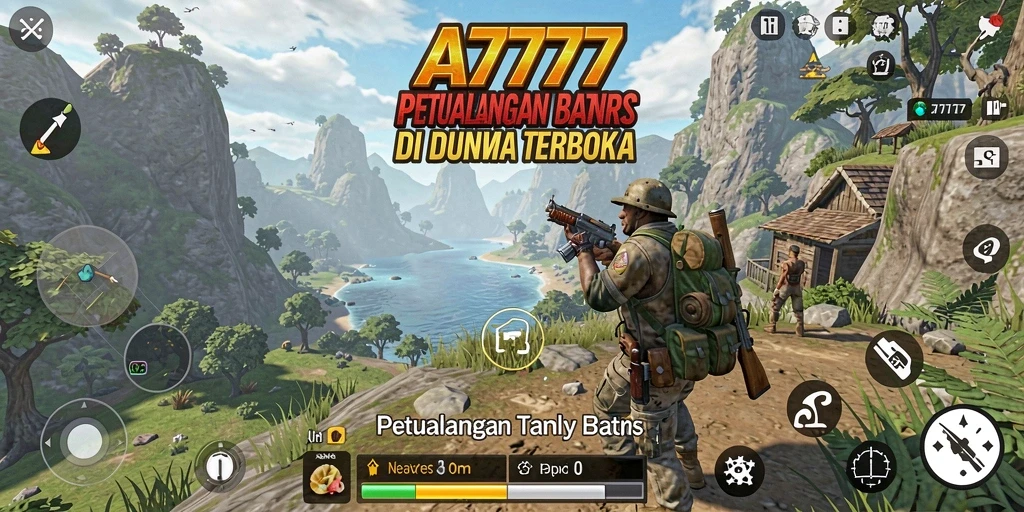 Tangkapan layar A7777 menampilkan aksi seru di dunia terbuka.