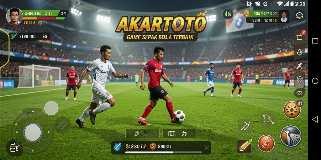 Tampilan screenshot gameplay <strong>AKARTOTO</strong> yang mendebarkan di lapangan sepak bola.
