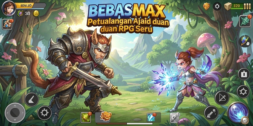 Screenshot utama BEBASMAX menampilkan aksi seru dalam permainan RPG.