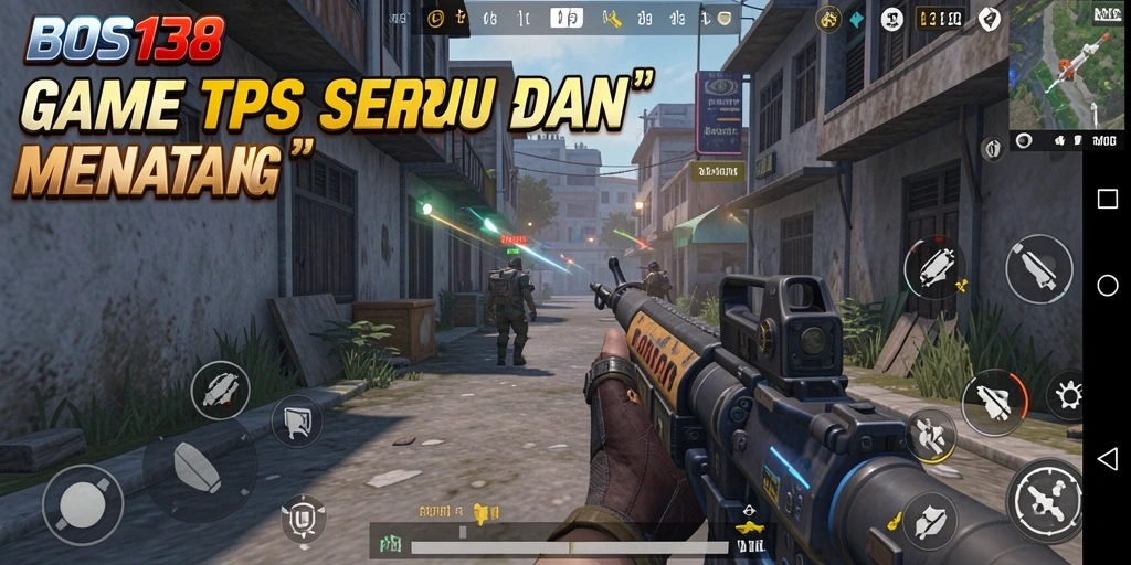 Tampilan gameplay intens dari BOS138 dengan perspektif TPS.