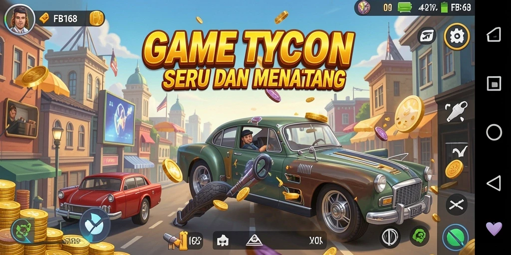 Tangkapan layar utama FB168 menunjukkan gameplay Tycoon yang menarik.