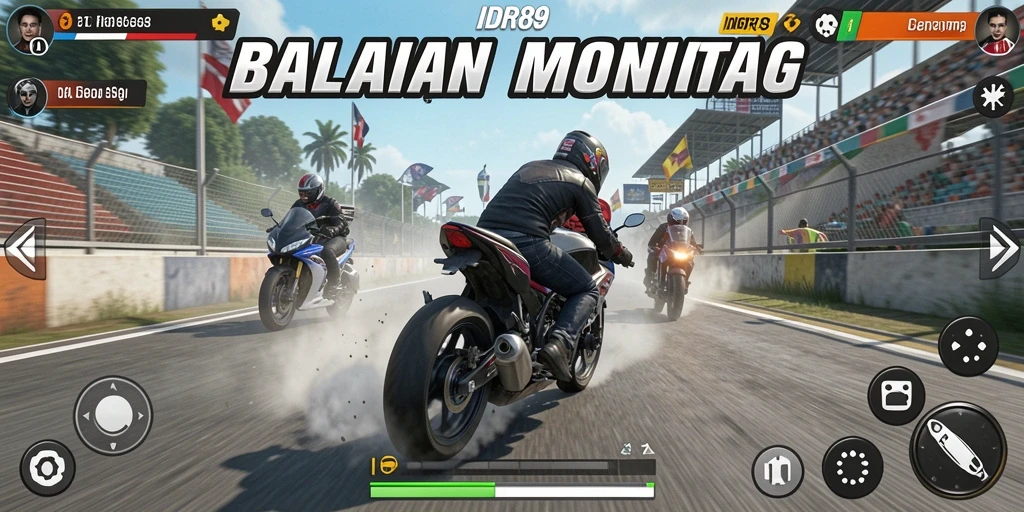 Tangkapan layar gameplay IDR89 yang mendebarkan saat balapan motor.