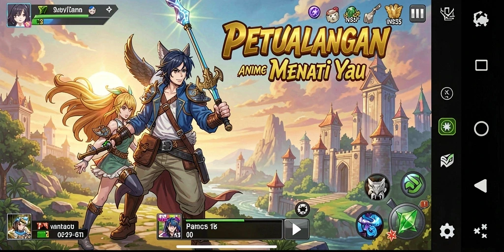 Tampilan screenshot INS55 menunjukkan aksi seru dari karakter Anime.