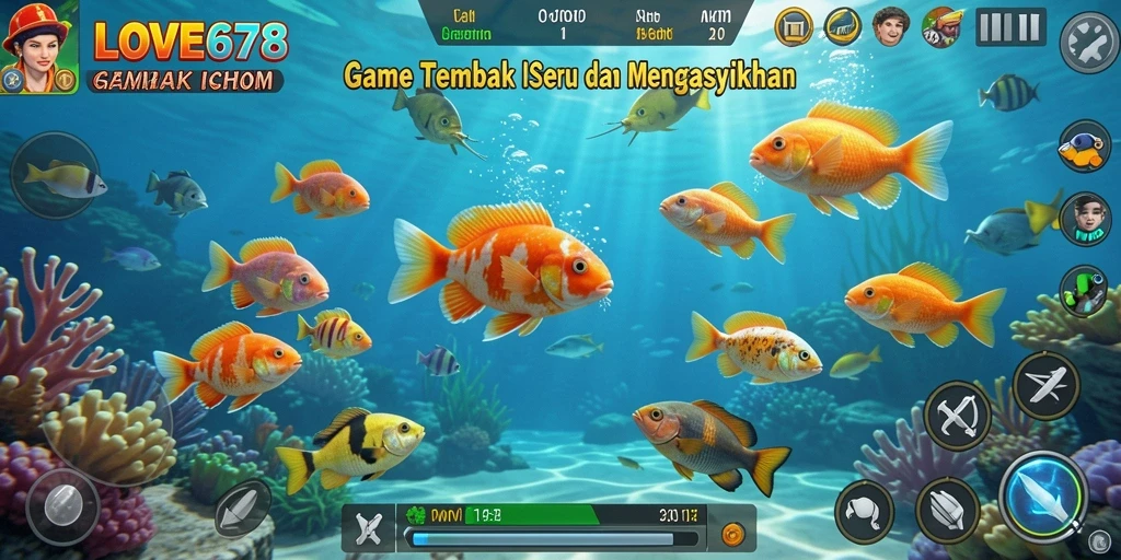 Gameplay seru saat menembak ikan dalam LOVE678.