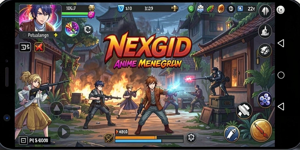 Tampilan gameplay NEXGID yang memukau dan penuh aksi.