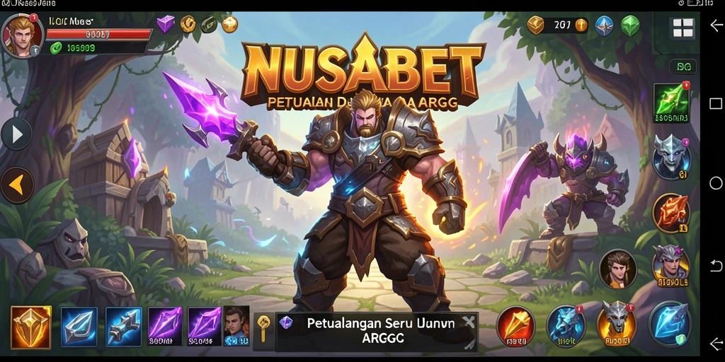 Screenshot utama NUSABET menampilkan aksi seru dalam petualangan ARPG.