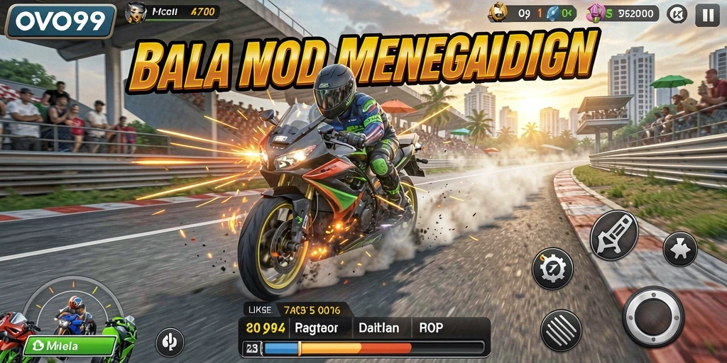 Gameplay OVO99 menampilkan balapan motor yang seru dan grafis menawan.