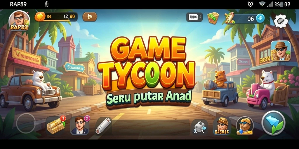 Tampilan gameplay seru dari RAP89 menunjukkan manajemen bisnis yang dinamis.