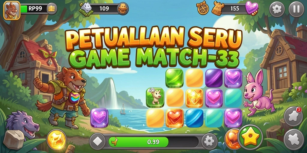 Screenshot gameplay RP99 dengan momen seru mencocokkan objek.