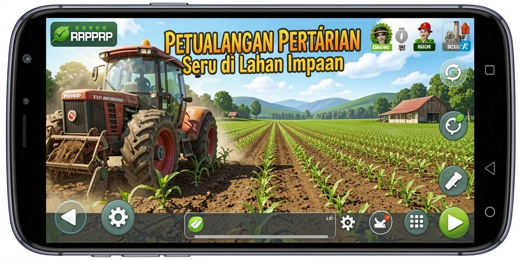 Screenshot gameplay yang menunjukkan aktivitas pertanian seru.