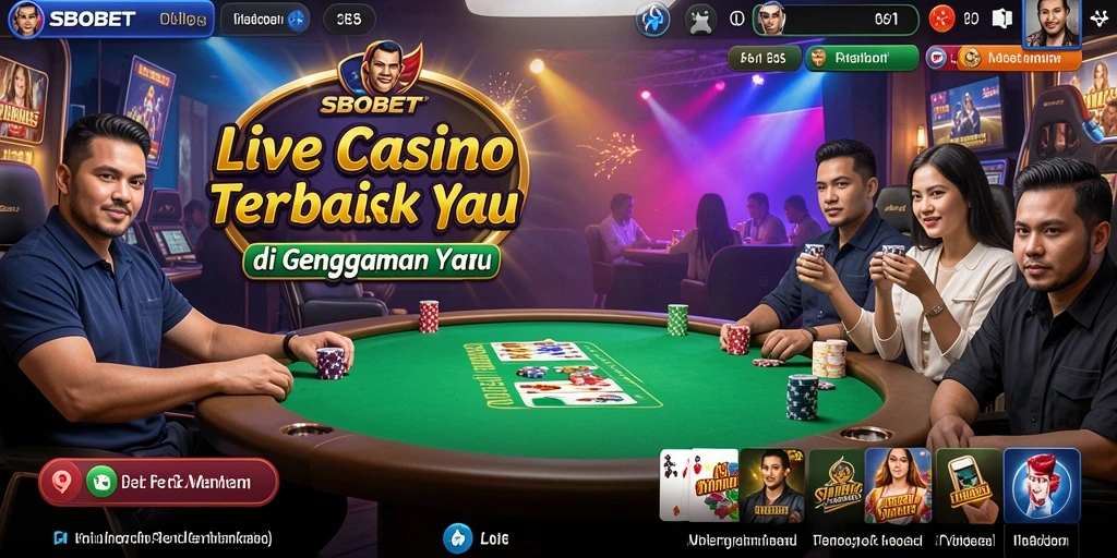 Screenshot SBOBET menampilkan dealer langsung dalam aksi permainan Live Casino.