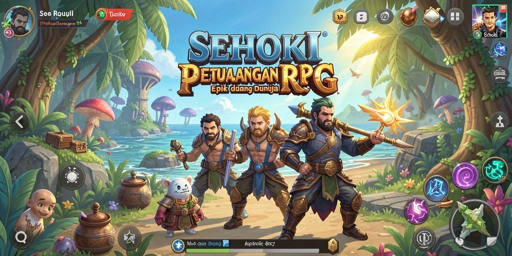 Tampilan gameplay SEHOKI dengan pertarungan epik di dunia fantasi.