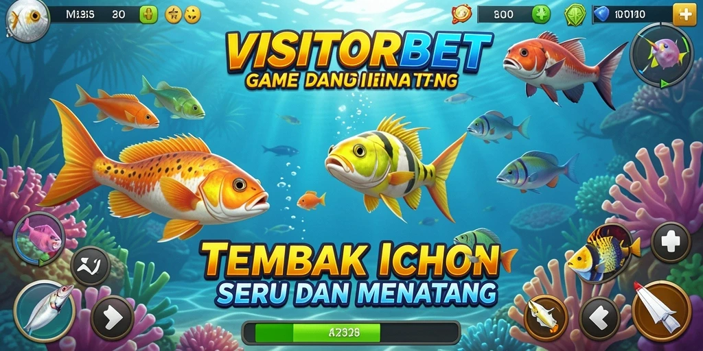 Gambaran gameplay seru di VISITORBET saat menembak ikan dengan teman.